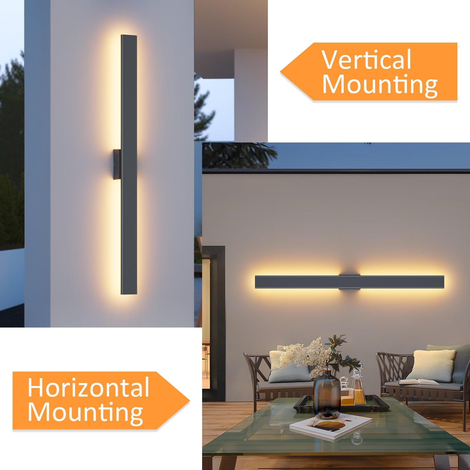 Klighten Aplique Pared Exterior, 100CM Lámpara de Pared LED Impermeable IP65 Luz de Aluminio Iluminación 3000K/4000K/6000K Ideal para jardines, Garajes, Portales (Antracita) | 3000K/4000K/6000K Lámpara de exterior, IP65 impermeable, lámpara de pared exter