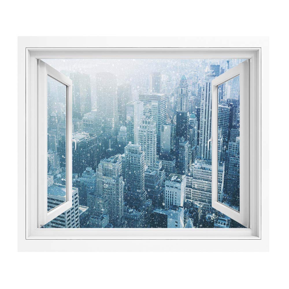 Amazon 冬 絵画風 壁紙ポスター はがせるシール式 150x1 Cm マンハッタンの都市高層ビルとニューヨーク市のイメージスカイラインの雪アメリカ合衆国 ポスター ステッカー 壁紙風景画 壁飾り絵 ウォールステッカー オンライン通販