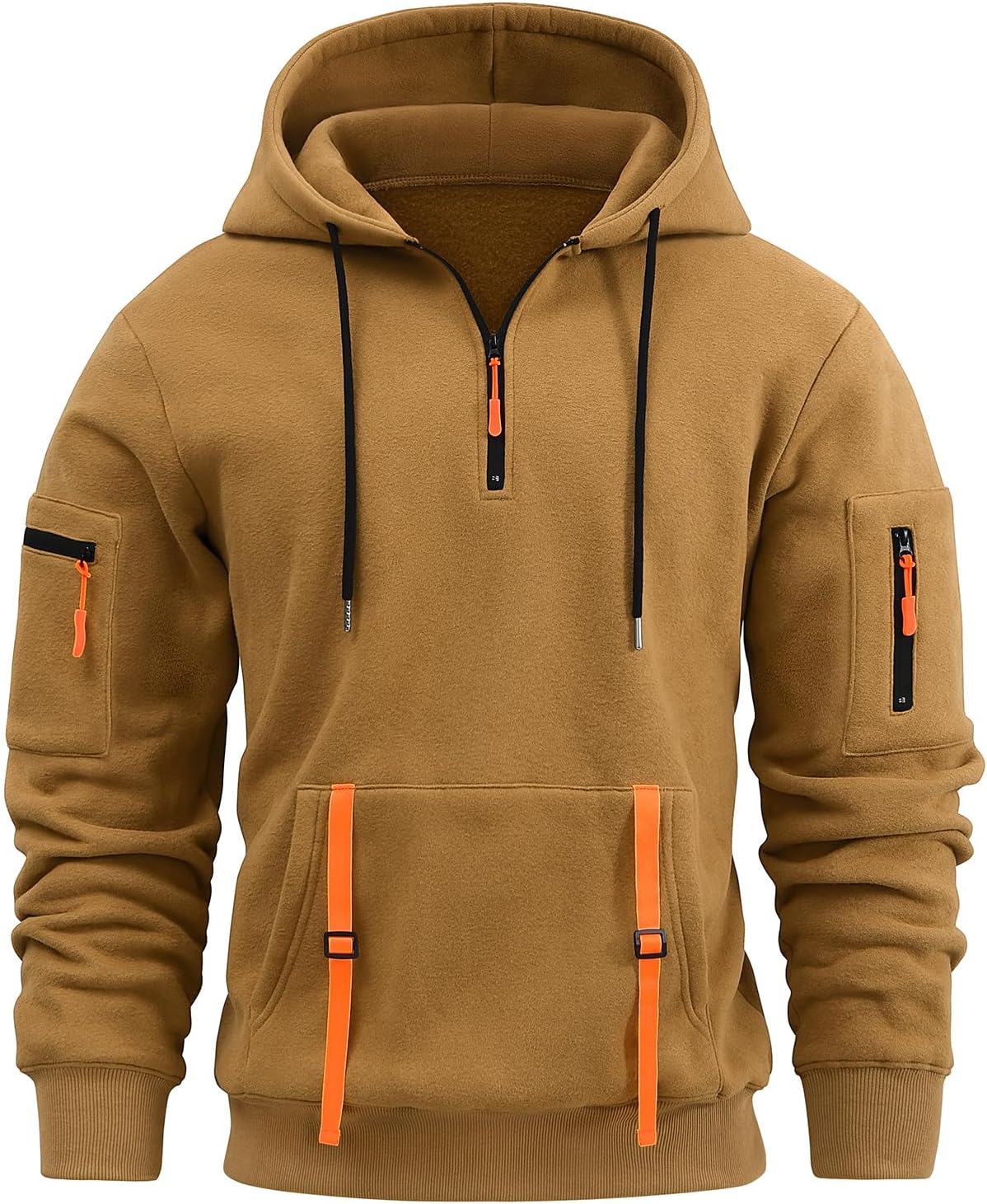 Harbrosrce Sweatshirt voor heren met kwart ritssluiting, fleece pullover, zachte mond opstaande kraag, pullover met fleece gevoerd, warm shirt met lange mouwen, Donkerblauw, XXL