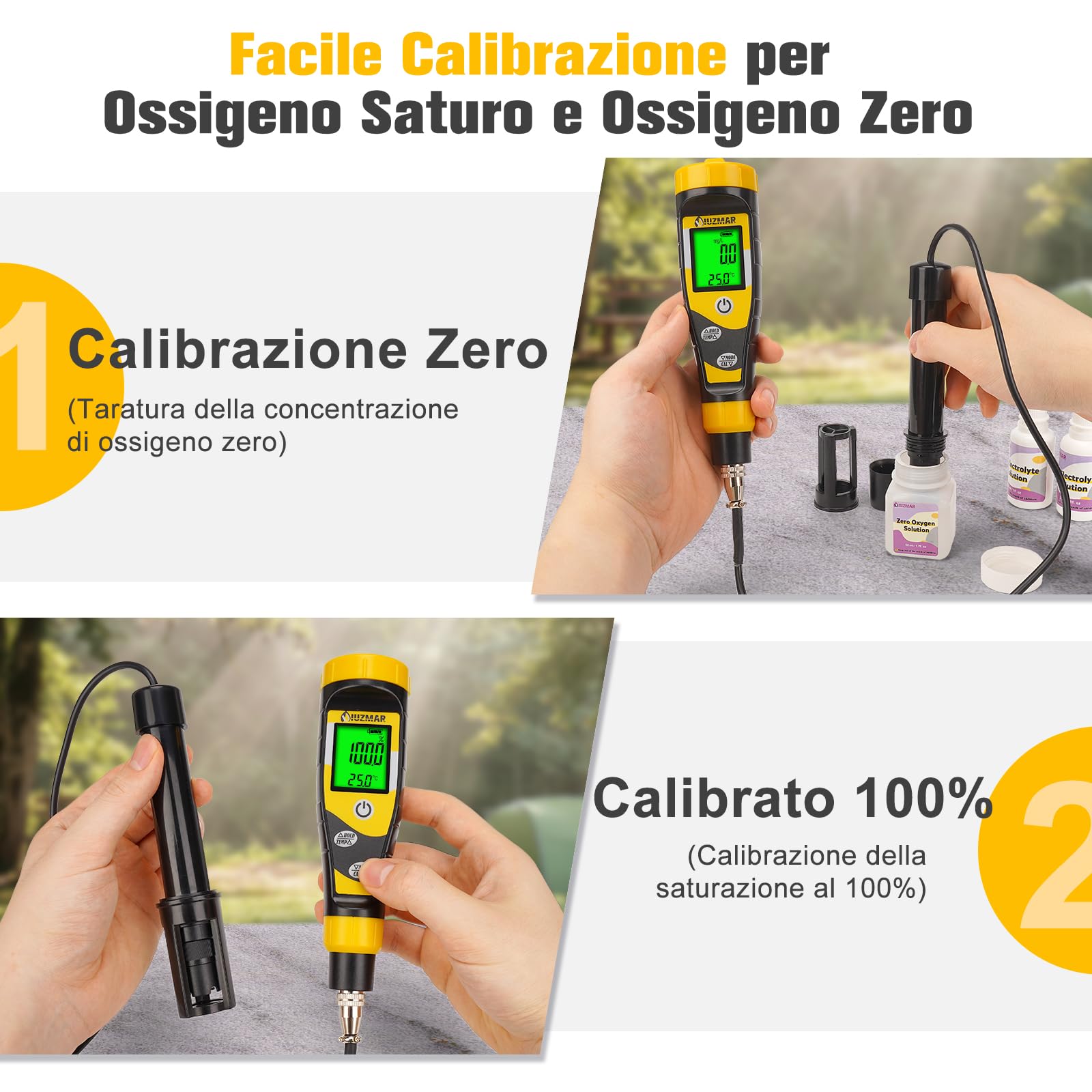 UIUZMAR Misuratore di Ossigeno Disciolto Digitale, con Elettrodo da 1,1 m | per Stagni, Acquari, Acquacoltura, Acquari con Intervallo 0,0-30,0 Mg/L