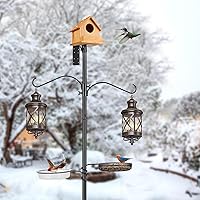 Vista 6 de Bastón de comedero de pájaros ajustable de 80 pulgadas para exteriores, resistente, base de 5 puntas, kit de poste de comedero de pájaros