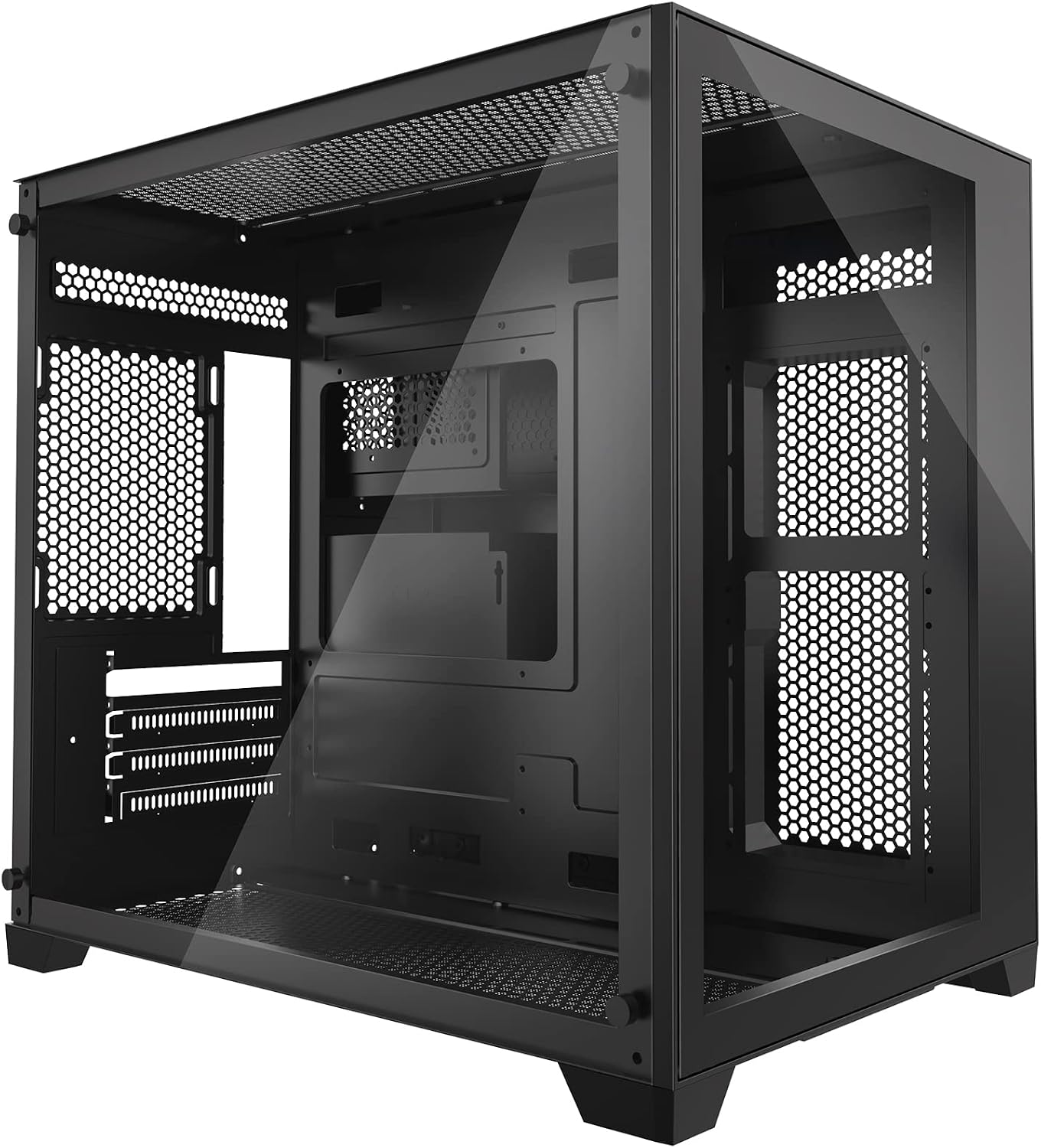 GIM Micro ATX PC Case with 2 Tempered Glass Panels Mini Tower Gaming PC Case Micro ATX Case with 2 Magnet Dust Filters, Gaming Computer Case with USB3.0 I/O Port, Black Without Fans