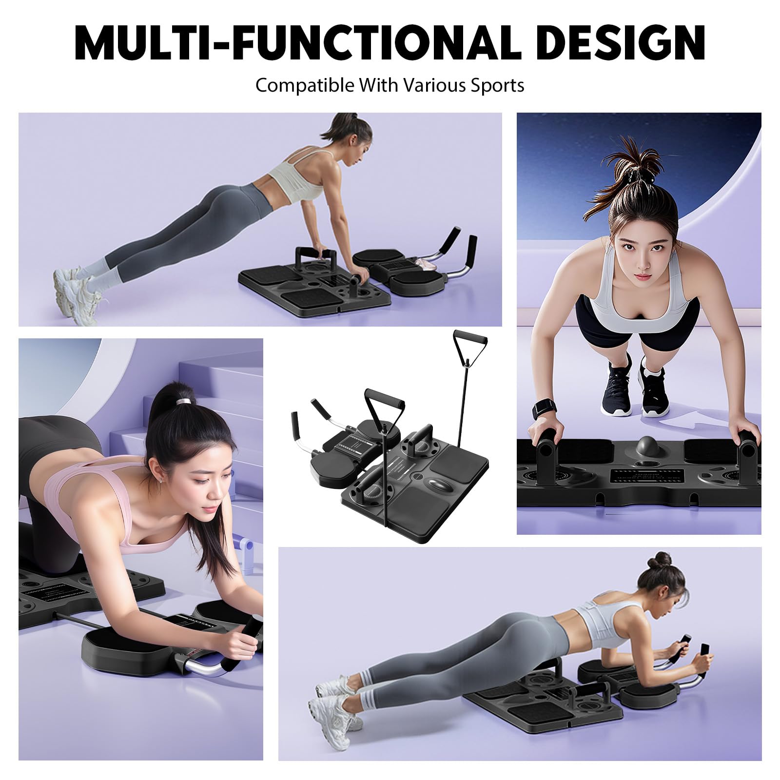 Pilates Reformer Compact, 2025 Upgraded Pilates Board, 5 in 1 Multifunktionales Klappbares Tragbares Pilates Set / Bauchmuskelbrett für Zuhause Fitness