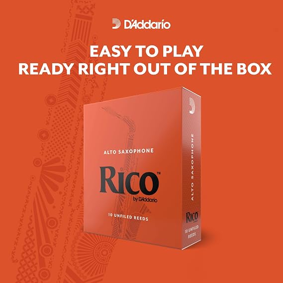 Rico Organic Alto Saxophone Reeds, Strength 2.5, Pack of 10