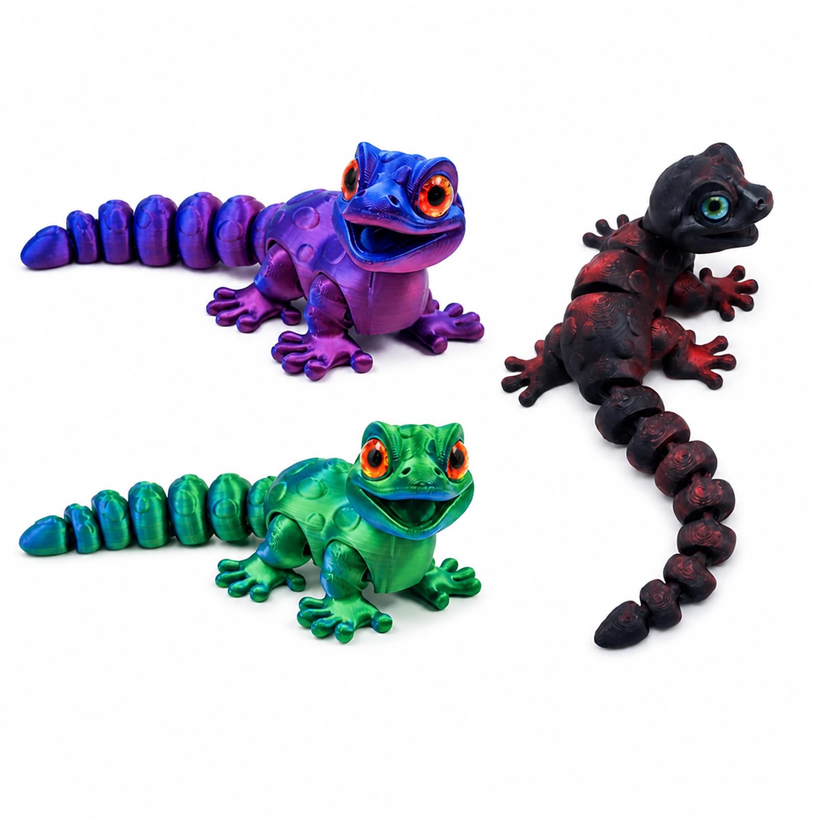 Buuraqq 3PCS 3D Printed Lizard Figures, Articulated Animal Models for Desks