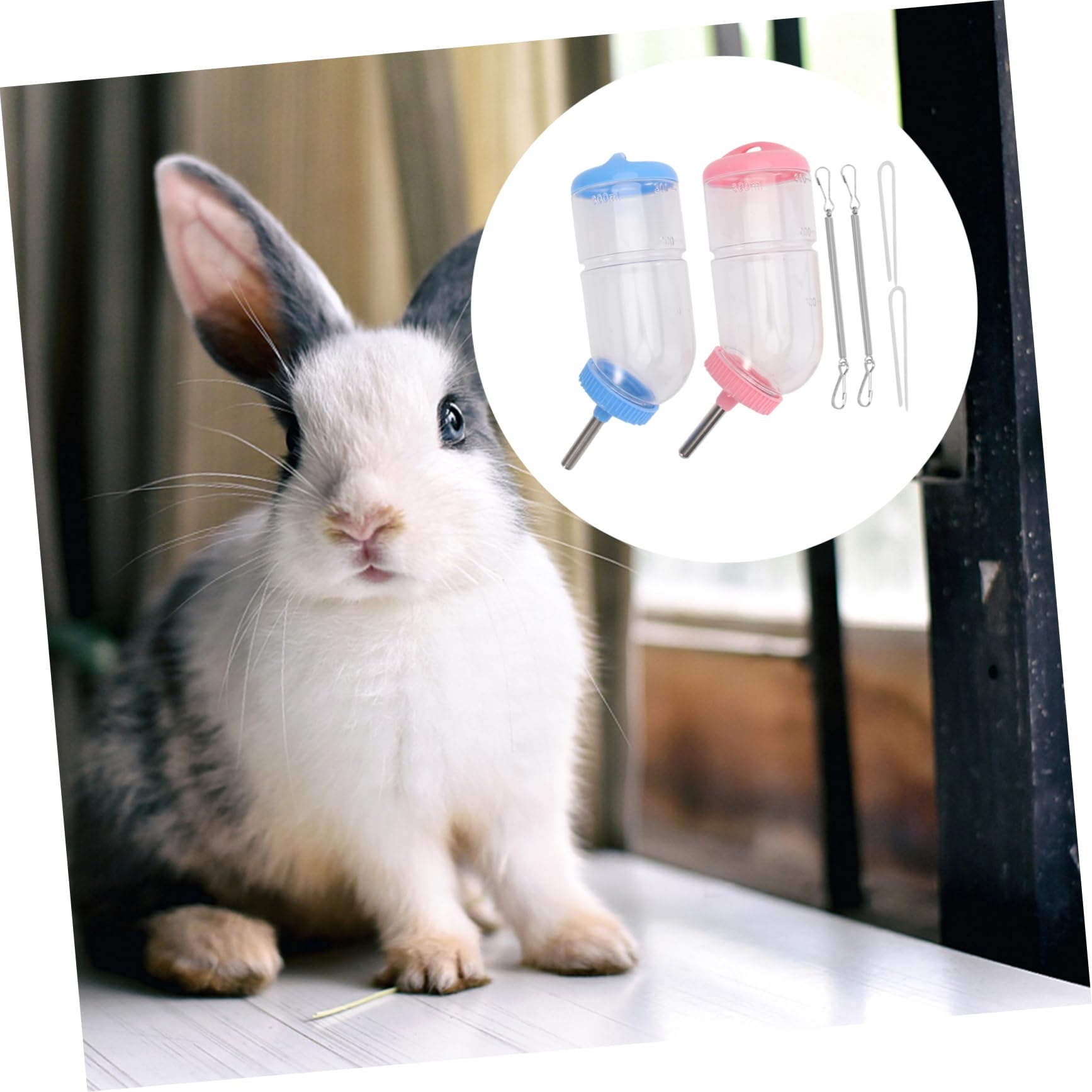 VANZACK 6pièces Fontaine à Eau pour Petits Animaux Abreuvoir Automatique Inoxydable pour Lapins Cobayes Chinchillas Distributeur Pratique sans Fuite