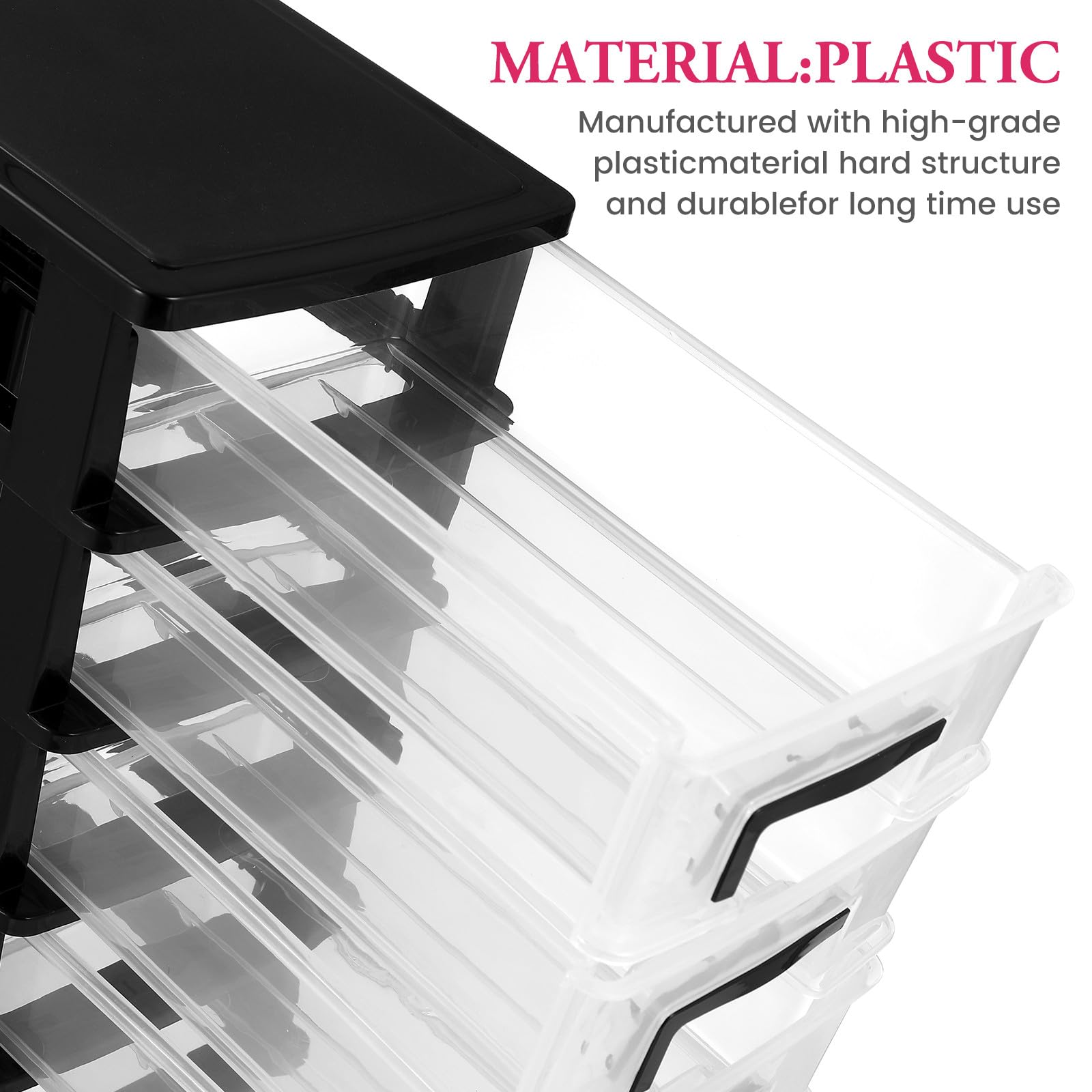 TOYANDONA Cassettiera da Scrivania Organizer per Makeups e Accessori da Cucito Cassetti in Plastica Trasparente Grande Capacità, Pratico per Vanità e Armadi