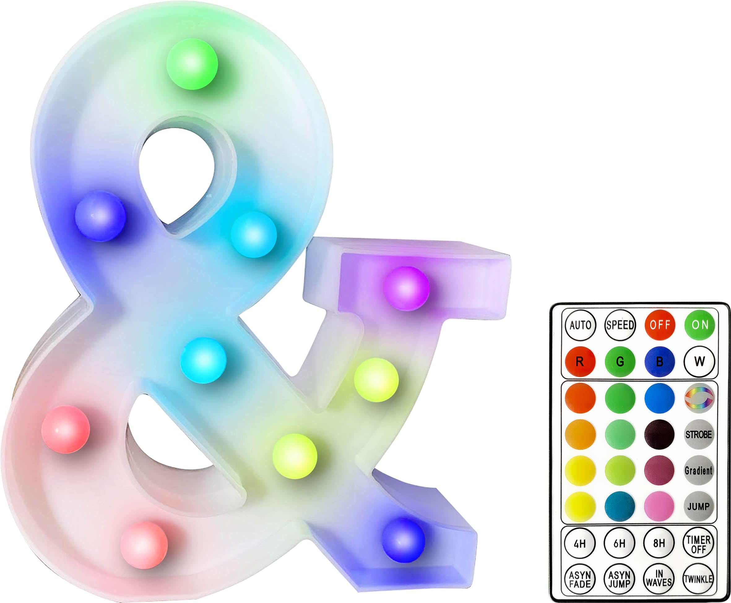 St Helens Home and Garden RGB Colourful Light Up Letter Sign with Remote Control Battery Operated for Parties, Weddings, Celebrations, Bedrooms, Battery Operated. AMP