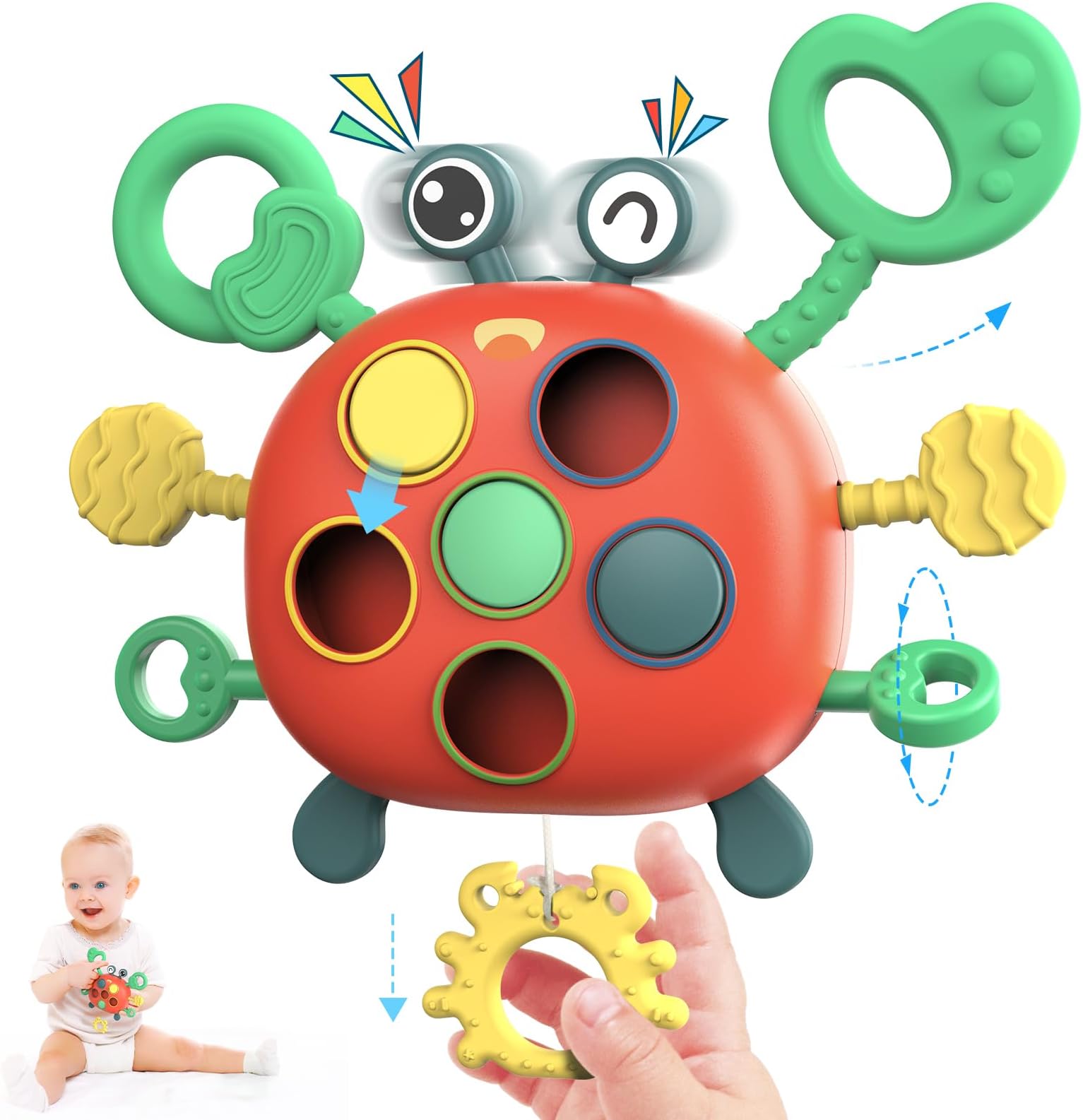 Baby Travel Montessori Toys for 1 Year Old,Toddler Sensory Learning Pull String Activity Toys, Car seat Plane Pushchair Pram Toys Birthday Christmas Xmas Gifts for One Year Old Boys Girls 18 Months