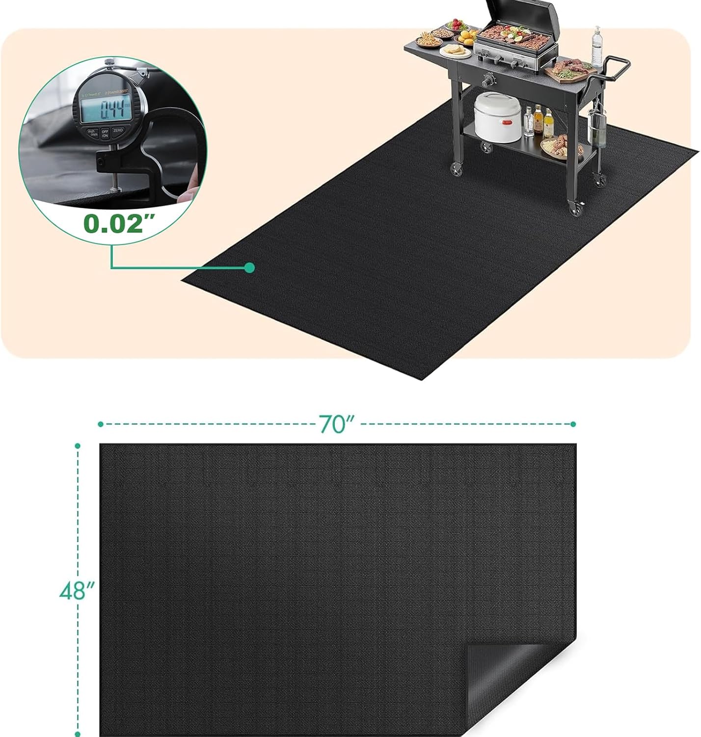 Under Grill Mat 30 x 48 Inch, Fireproof Grill Pad, Heat Resistant Waterproof Deck Protector for Patio, Fire Pit & Outdoor Cooking, BBQ Floor Mat image 2