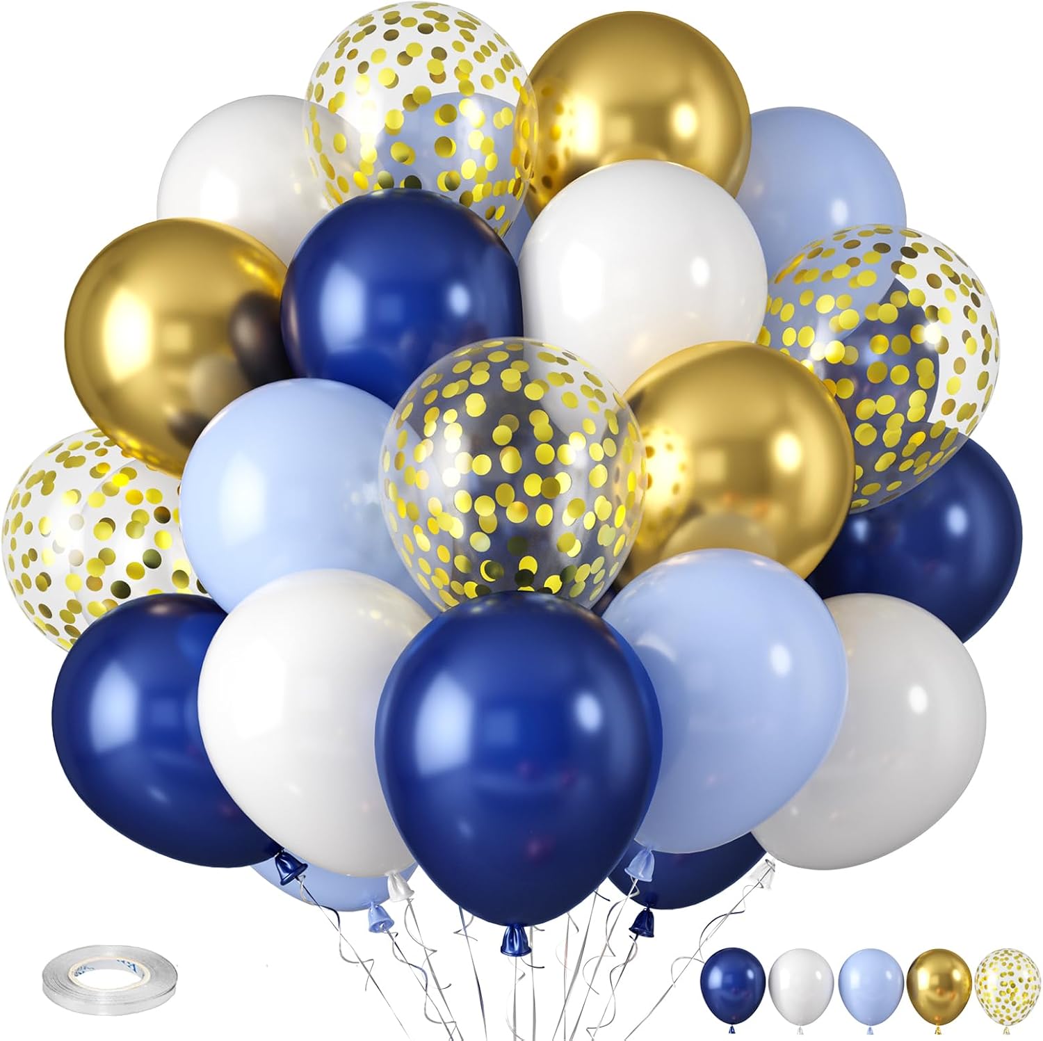 Multicolor Rainbow Balloons, Multicolor Balloons Light Blue Yellow Dark Green Purple Orange Red Balloon Colorful Latex Balloons for Birthday Kids Party Wedding Baby Shower Engagement Decorations