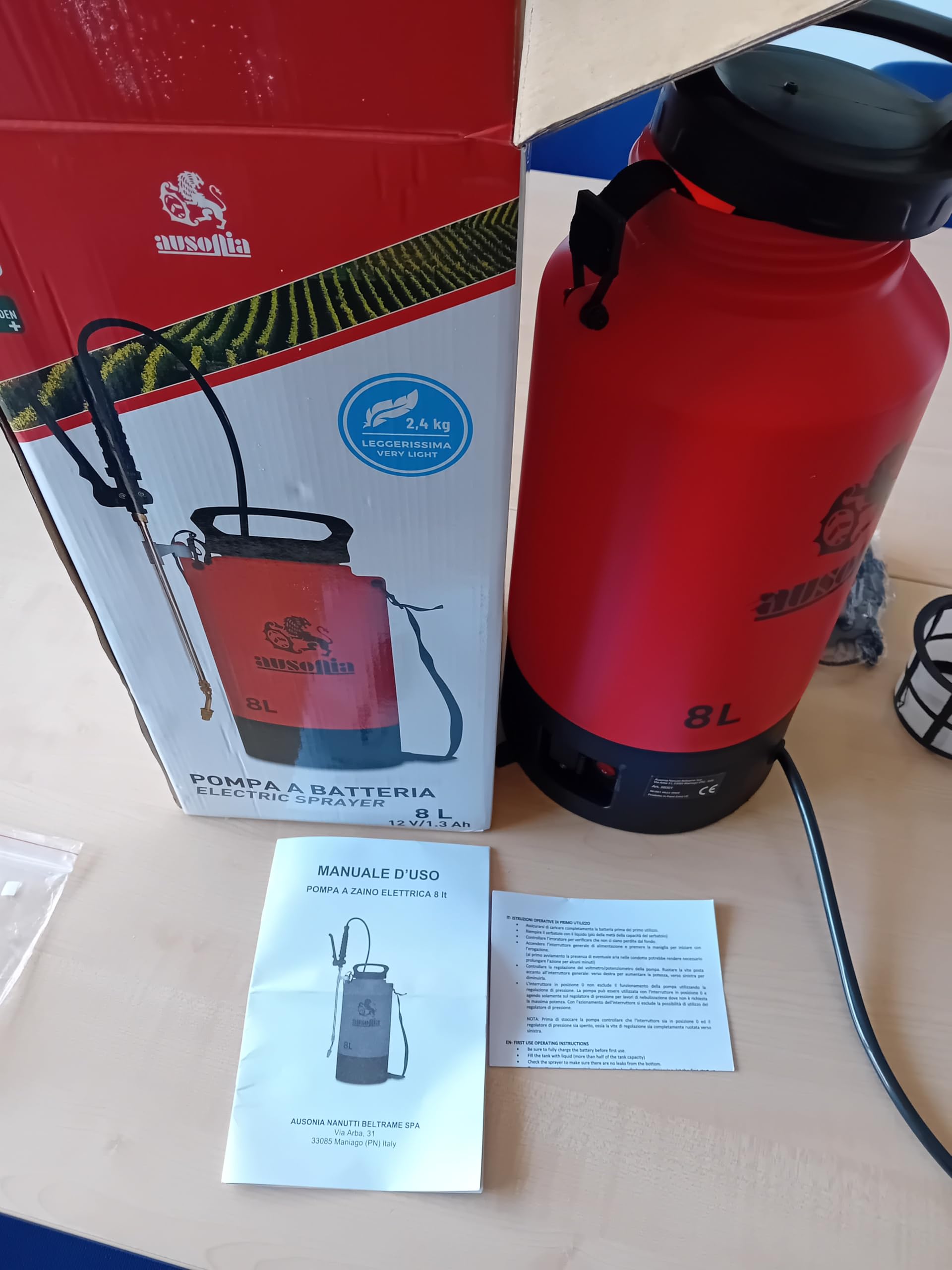 AUSONIA Pompa A Spalla Elettrica A Batteria 8 Lt