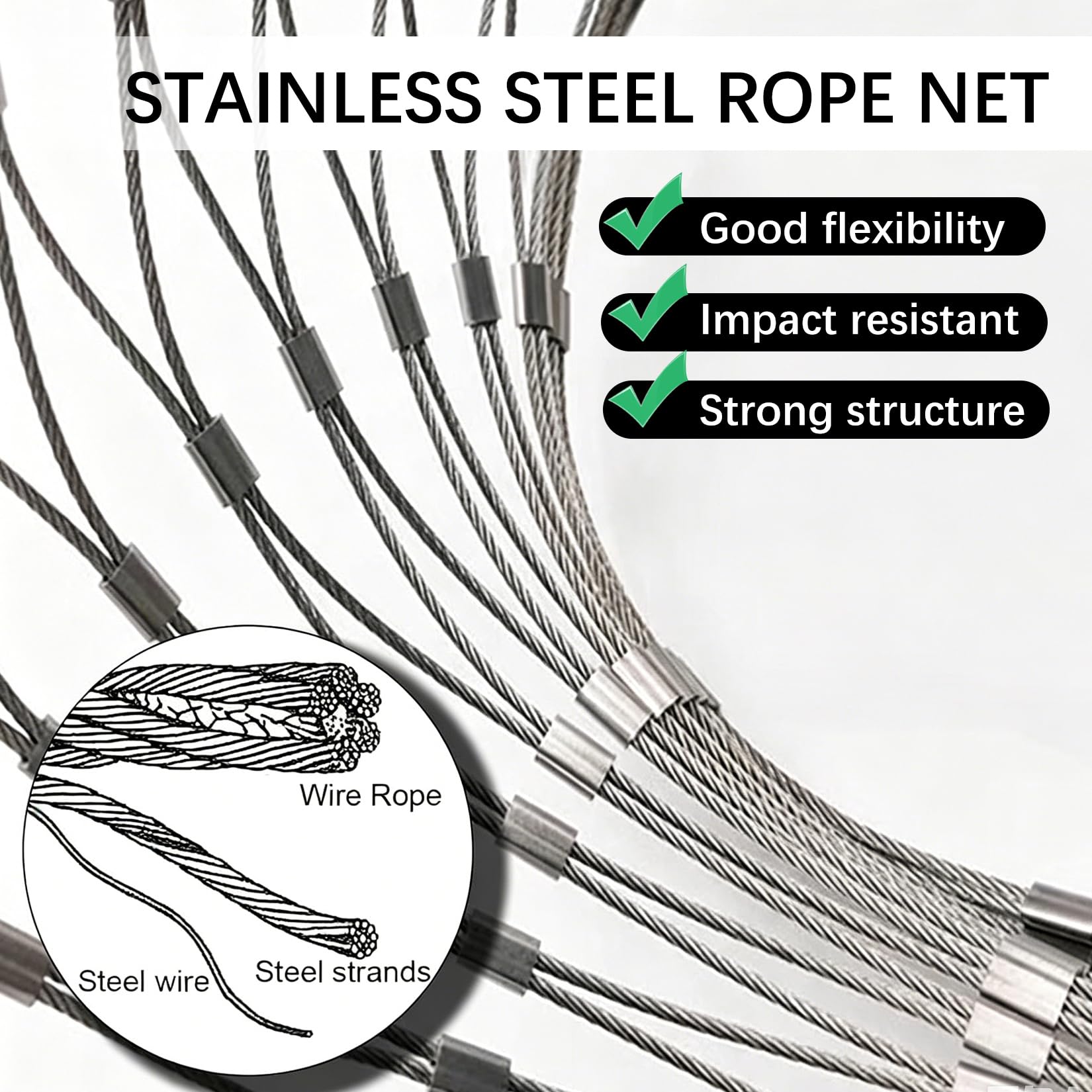 Pollame Tipo X Rete Di Protezione Di Sicurezza 5cm/2mm Per Piante Rampicanti,Balconi,Campi Da Calcio E Giardini 2×2m