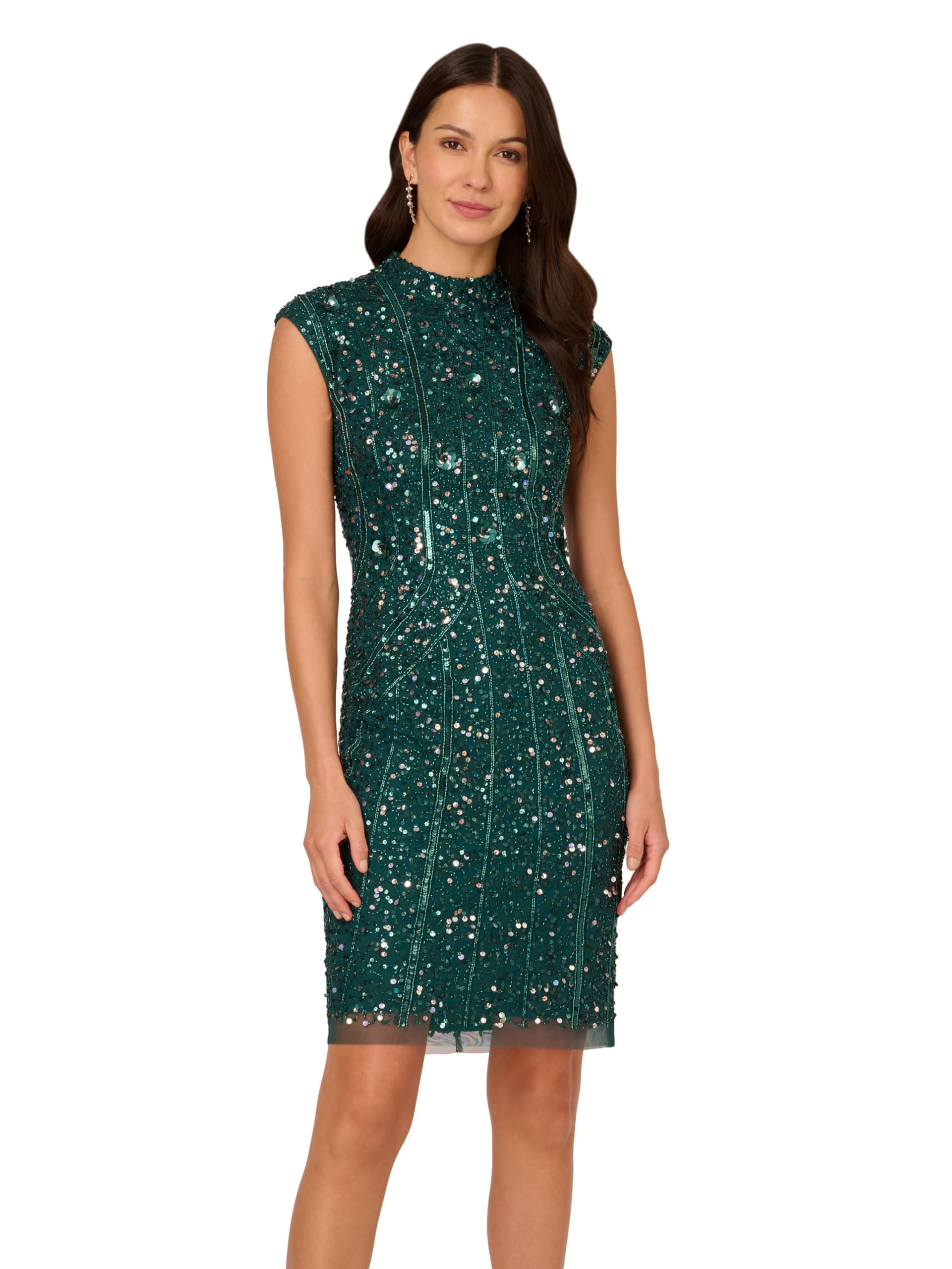 Photo 1 of Adrianna Papell Women's Bead Cocktail Dress, Gem Green, 4