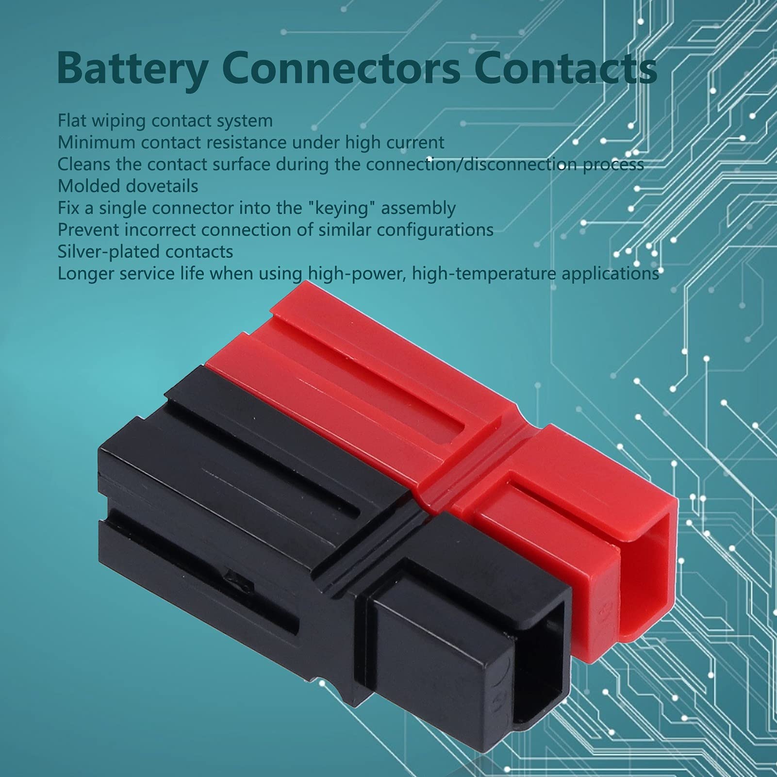 Contatti Connettori Batteria da 75 A Spine Rosse/nere + Terminali, Placcati in Argento, Corrente Elevata per Gruppo di Codifica, con Code di Rondine Stampate