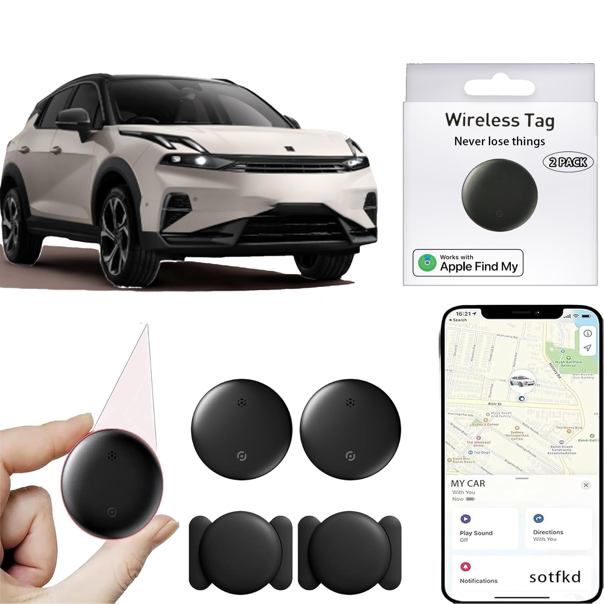 2 Pack GPS Tracker for Vehicles,Tracker Device for Vehicles,Tracking Devices for Cars Hidden,Car GPS Tracker (Only iOS) | No Monthly Fee | Magnetic Shell | Waterproof | Works Apple Find My-image-18