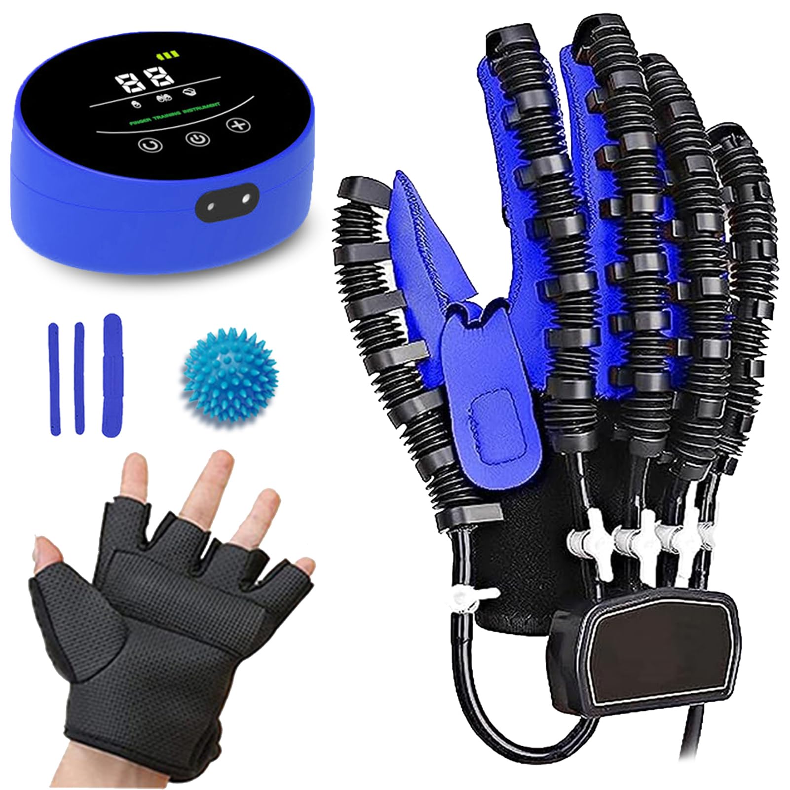 Emiplegia Guanti Robot Per Riabilitazione, Fisioterapia Attrezzi Riabilitazione Per Pazienti Con Ictus, Artrite Guanti Addestramento Della Flessibilità Della Dita(Size:Right XL,Color:Blu)