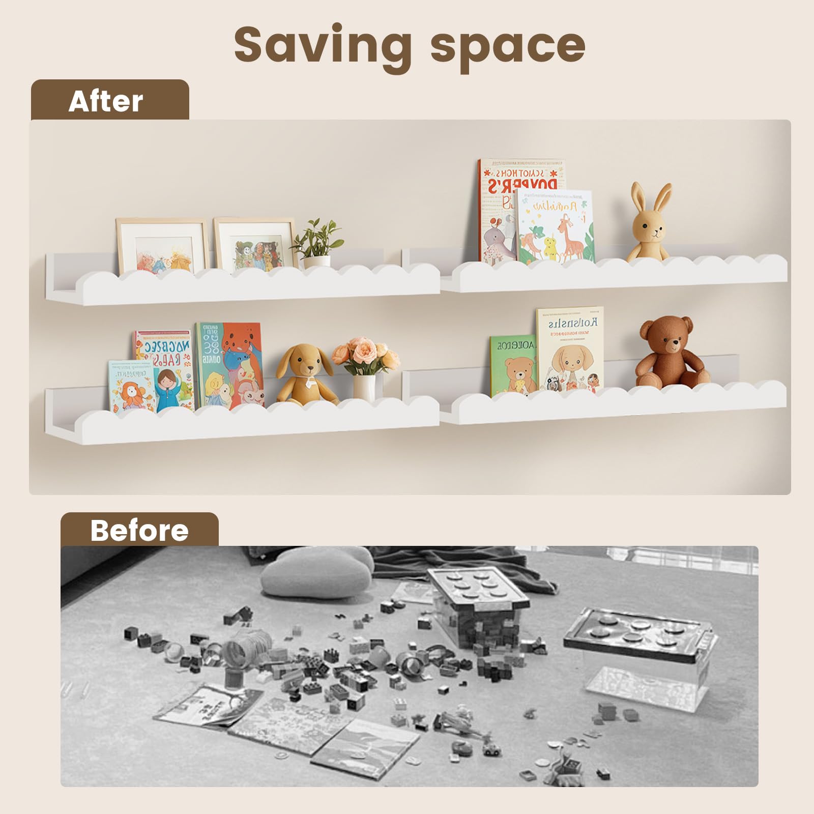 Floating Shelves - 4 Pack Nursery Shelves -4