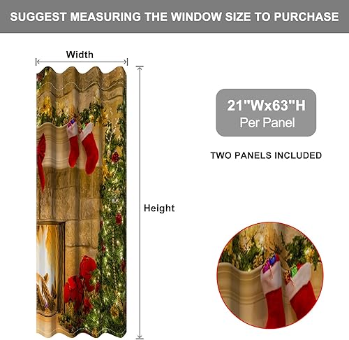 Miniatura 61 de Baocicco Cortinas opacas de Navidad para dormitorio, sala de estar, árbol de Navidad, chimenea, cortinas de ventana con ojales, cortinas familiares