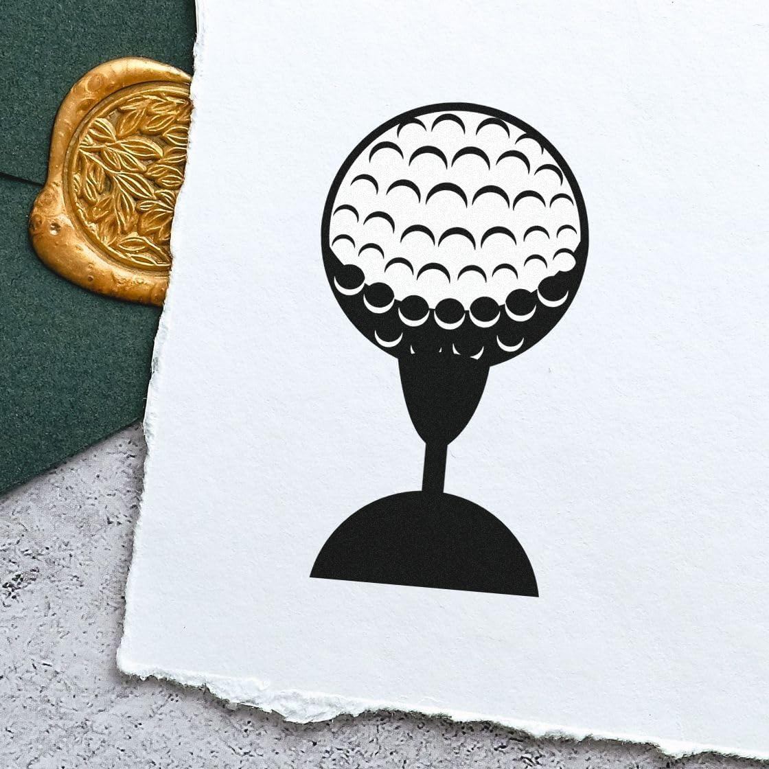 Personalized Golf Ball Monogram Rubber Stamp with Ink, Standard 1-5/8" Square Wood Handle, Professional Grade for Marking Balls, Scrapbooking, Craft Projects, and Unique Custom Gifts
