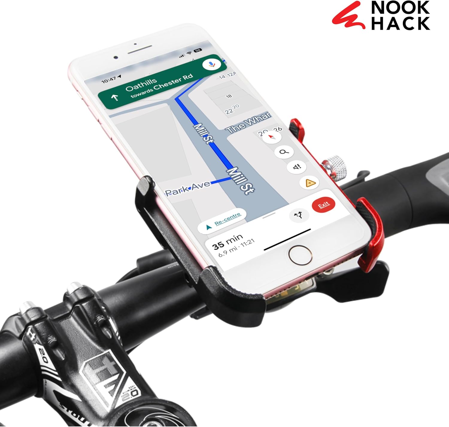 Bike Phone Holder, 360° Rotation, Aluminium Body Secure Cell Clamping, Quality on Road or Dirt Bike Accessories, Motorcycle Phone Mount for Bike Phone Mount Handlebar clamp I Golf Trolley