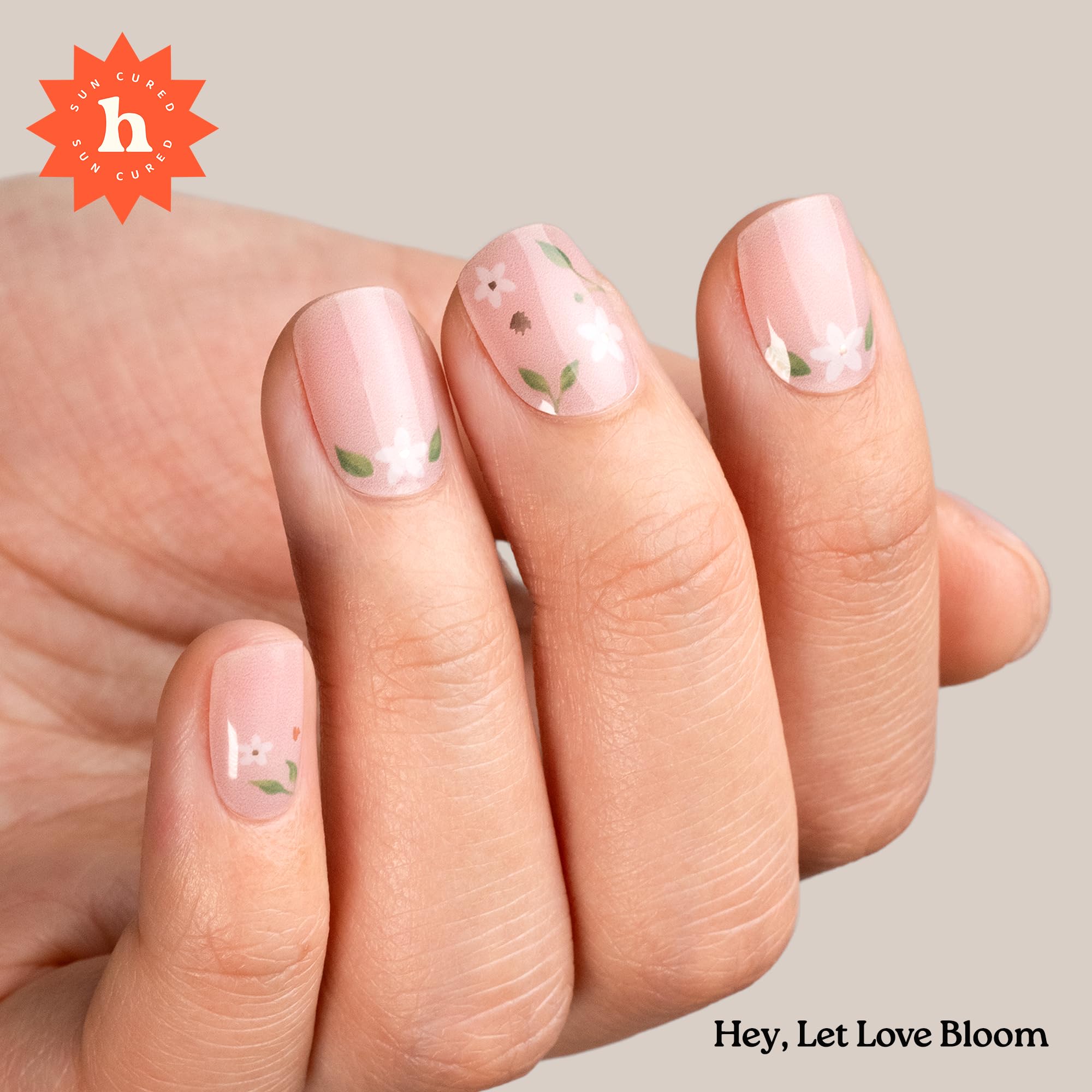 Heyhae Tiras de uñas de gel semicuradas de calidad de salón - Hey, Let Love Bloom