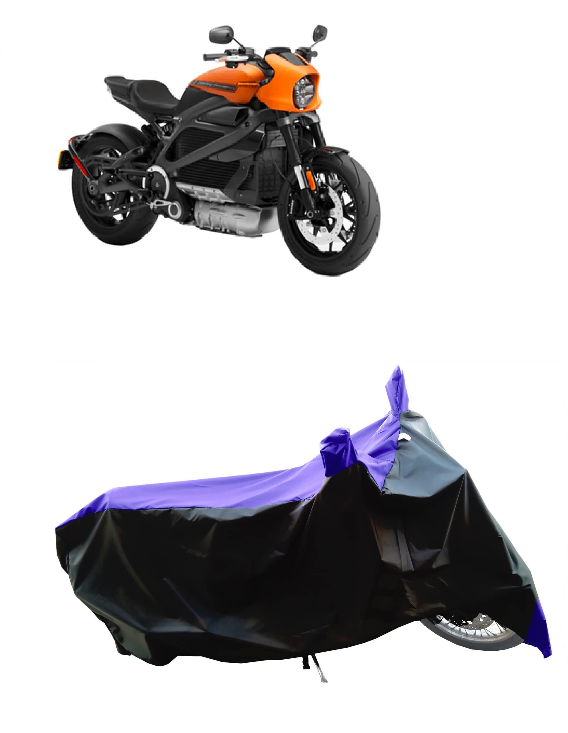 Bike Body Cover for Harley Davidson Livewire BS6 UV Protection & Water Resistance 190 T Fabric (Blue Patta)