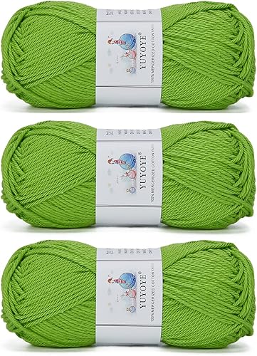 YUYOYE Hilo de algodón 100 mercerizado para ganchillo y tejer 1058oz mostaza-20