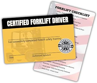 Forklift Operator Card | 5 pk 2x3.5” Plastic Wallet Training Certificate with Expiration Date Fill in Name Completion Safety Hard Hat O S H A Checklist Bulk ID Tag