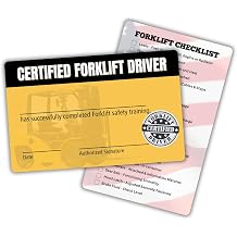 Forklift Operator Card | 5 pk 2x3.5 Plastic Wallet Training Certificate with Expiration Date Fill in Name Completion Safety Hard Hat O S H A Checklist Bulk ID Tag