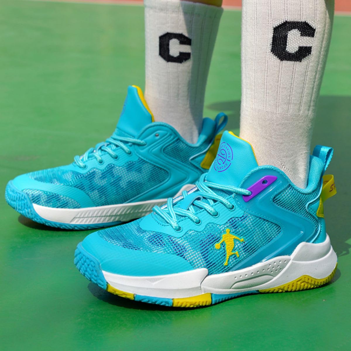 Zapatillas de Baloncesto para Niños y Niñas, Calzado Deportivo, Talla 35 EU, Color Turquesa