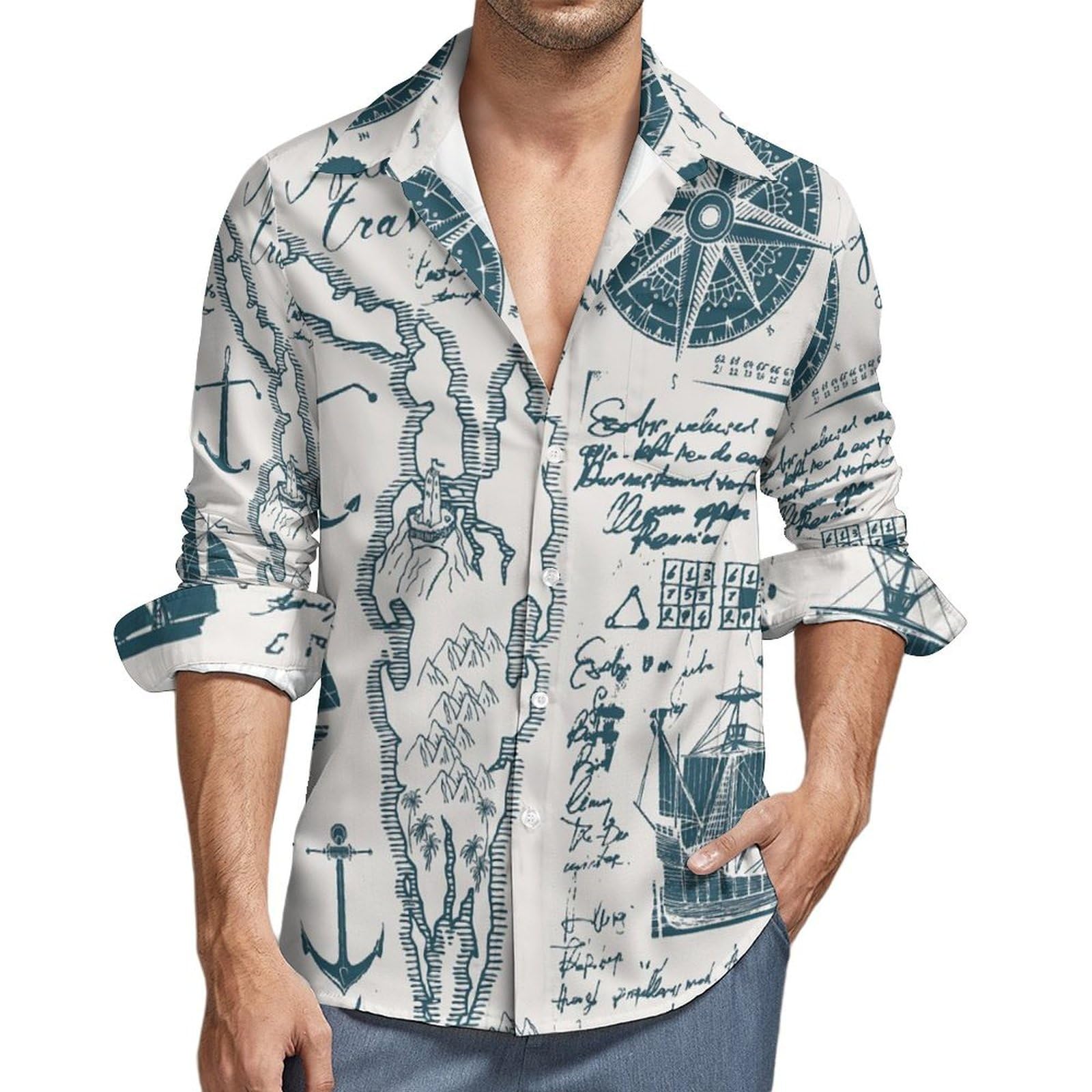 Amazon.co.jp: シャツ メンズ 長袖 セーリング ヨット 柄 T