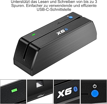 MSR605/MSR 606 Credit Card Reader/Typewriter USB Magnetic Stripe Card Terminal for Mac/Windows Magnetic Card Reader/Writing Instrument with Magnetic Strip and 3 Track Transfer Encoder - Black
