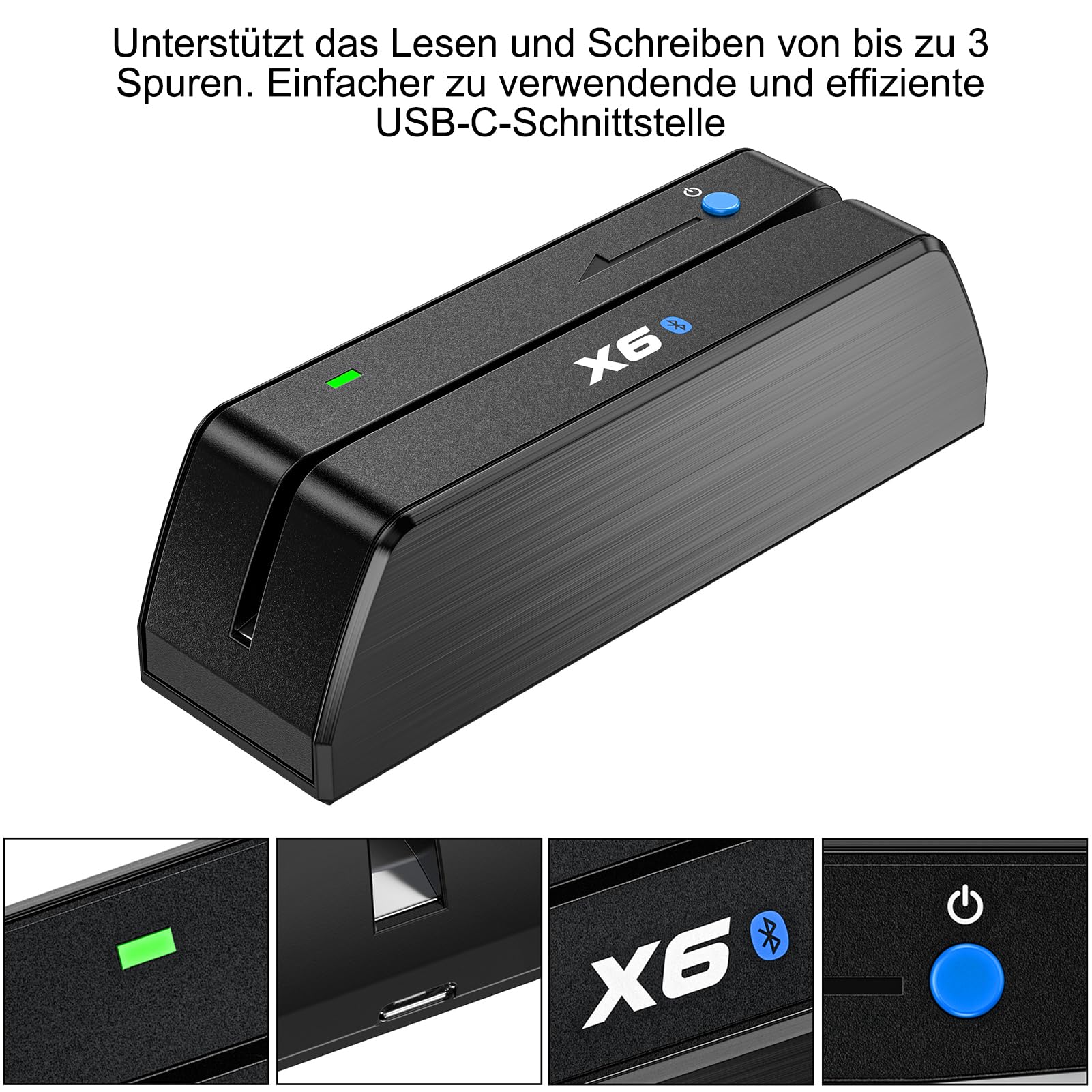 MSR605 MSR 606 Kreditkartenleser Schreibmaschine USB Magnetstreifen Kartenterminal 3-Spur Encoder Schwarz