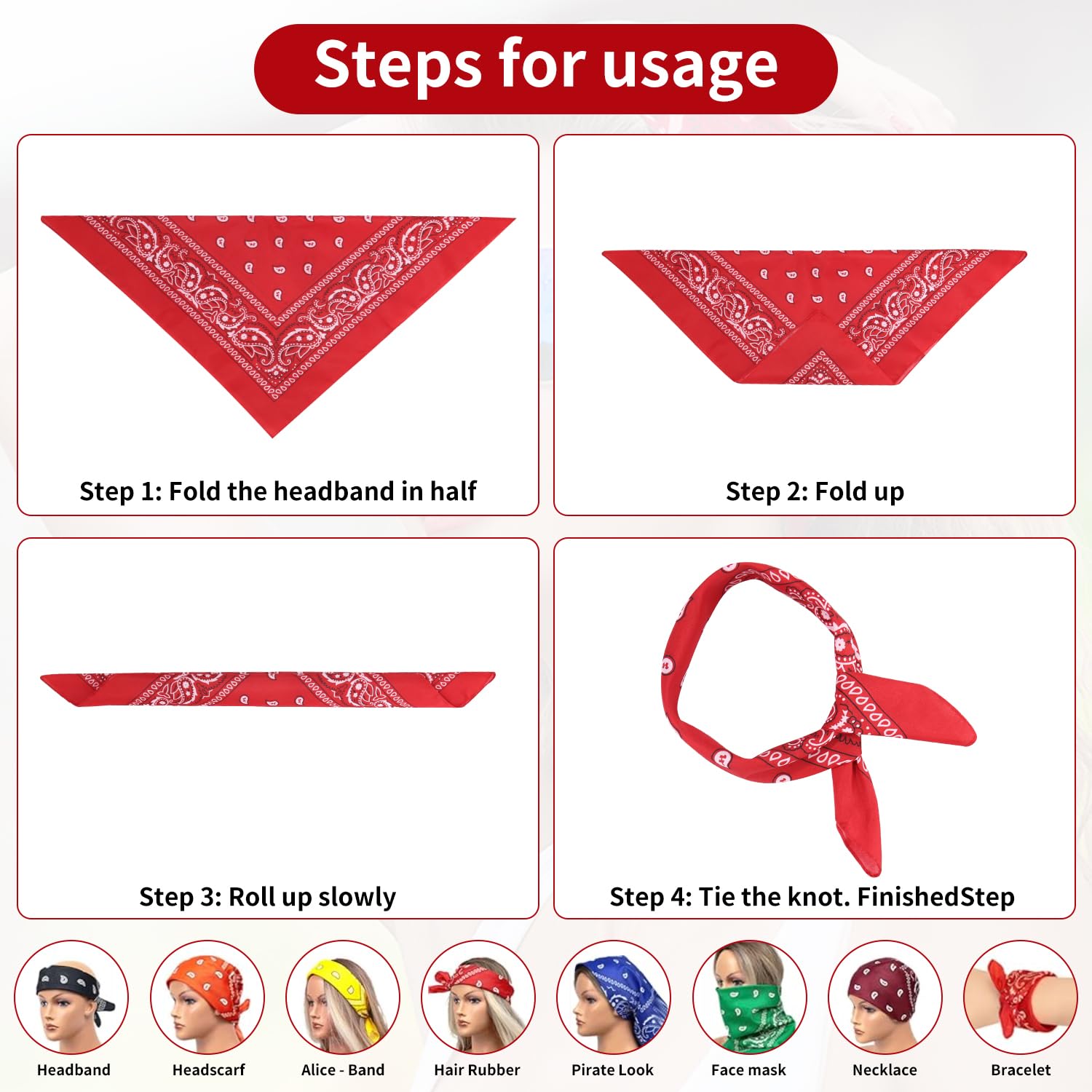 Bandana Hombre Mujer – Set de 23 Pañuelos Bandana de Algodón 54x54 cm – Bandanas Coloridas para Cabeza, Cuello o Pelo, Bandana Roja Azul Rosa, Bandana Niño Niña, Bandana Negra y Blanca
