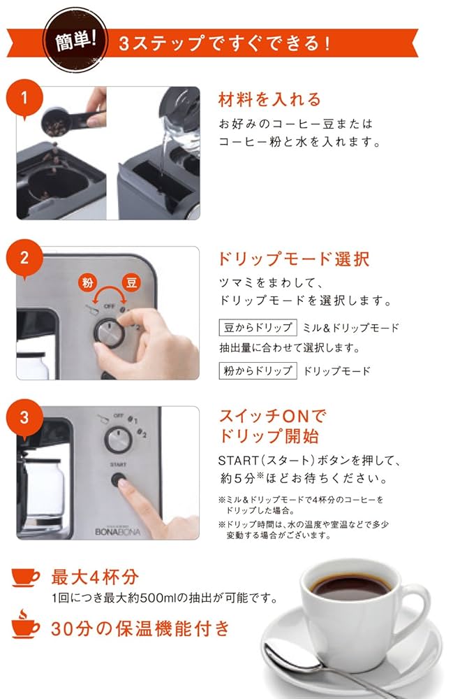 Amazon.co.jp: CCP 【BONABONA】 全自動ミル付きコーヒー