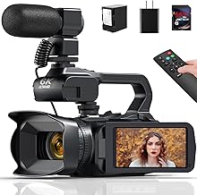Cámara de video videocámara 6K 64MP IR visión nocturna Vlogging Cámara para YouTube 18X Zoom digital 4.0 "Pantalla táctil Cámara digital con WiFi, micrófono, cargador, estabilizador, control remoto y