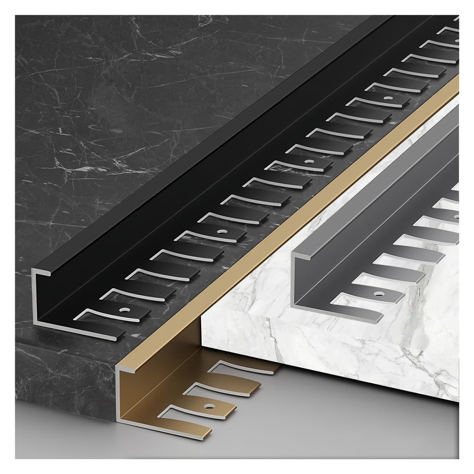 Bande de transition de seuil en aluminium plat 18 mm pour moquette et carrelage