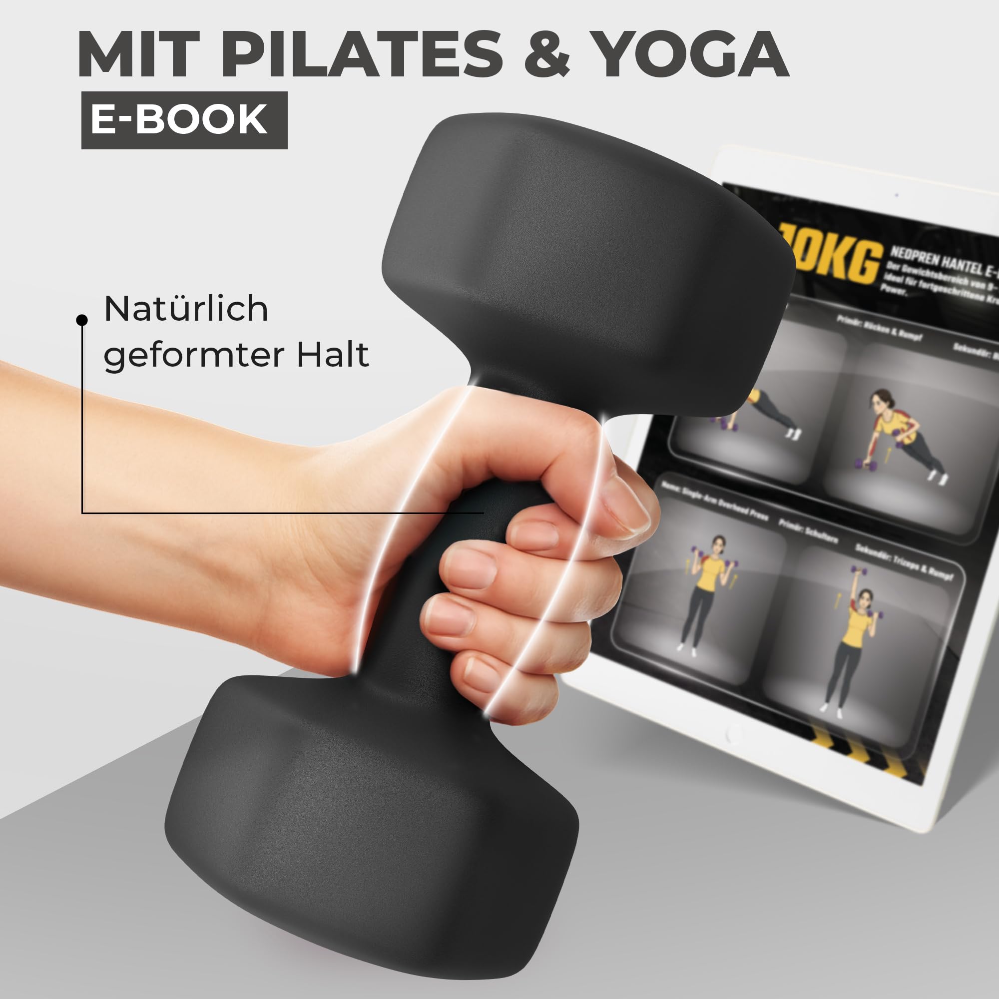 HQ Germany® Hanteln Set [geruchsfreie Pastellfarben] - Hanteln 2 Stück für Pilates und Kraftraining, Hantelset Home Gym, Dumbbells, Gewichte Hantel, Hantel Set, Kurzhanteln, Handeln für Frauen - 3