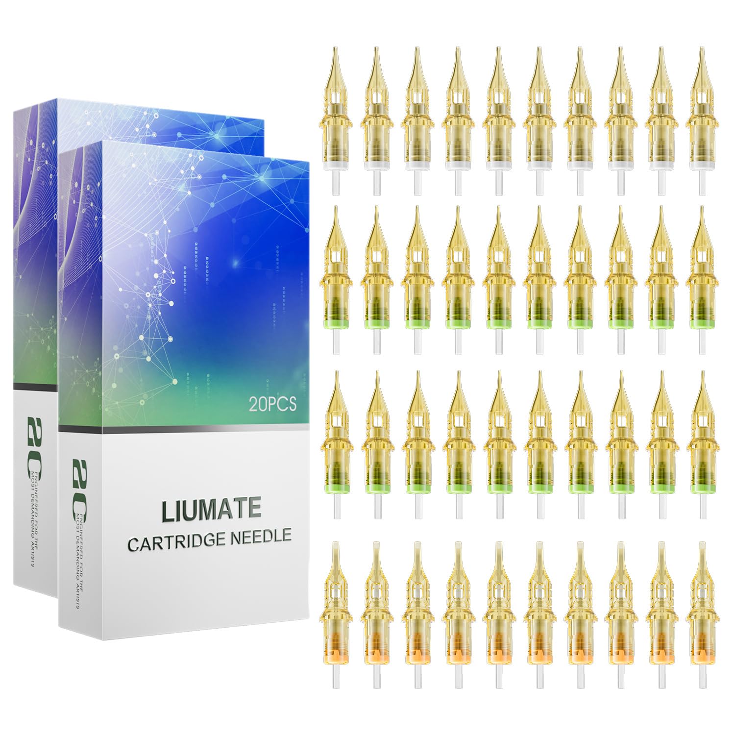 LIUMATE Tattoo Nadeln Set 40 Stück Mixed #12 Standard Tattoo Patrone Nadeln Round Liner Round Shader Round Magnum Tattoo Needles (1RL 3RL 5RL 7RL 3RS 5RS 5RM 7RM)