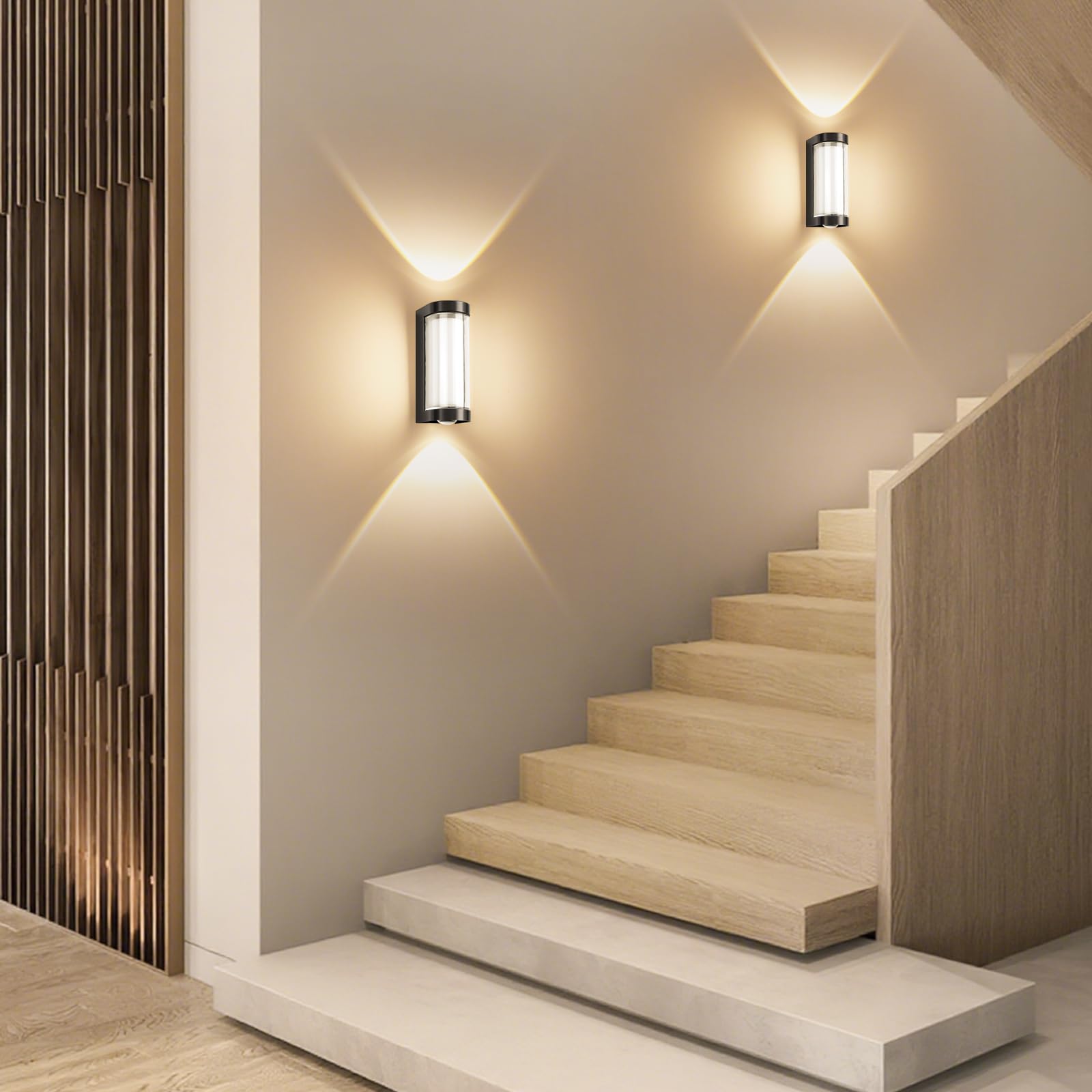 6 Stück Wandleuchte LED Wandlampe Innen/Aussen, IP65 Außenwandleuchte, Up Down Wandbeleuchtung 3000K Warmweiß für Wohnzimmer Schlafzimmer Garten, Schwarz
