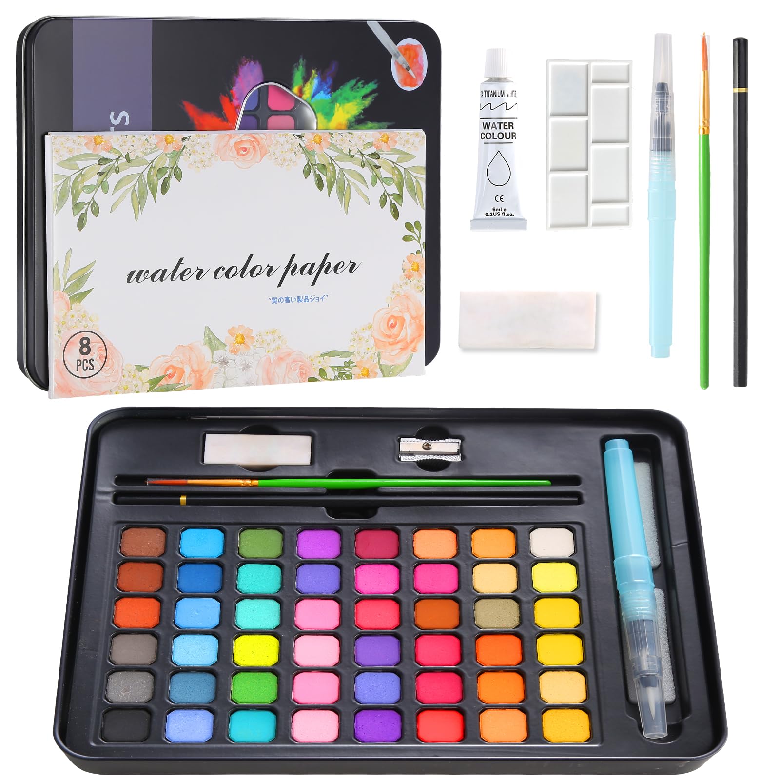 Amazon.co.jp: CRESZZLE 大人用水彩絵の具セット、48ピース