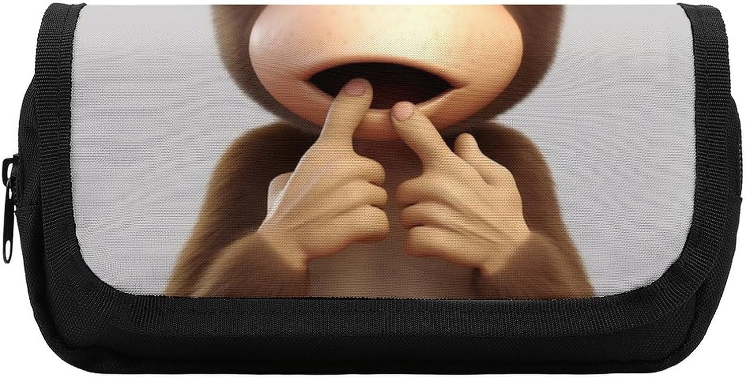 Pencil Case The Silent Monkey Large Capacity Pencil Case Double Zipper Storage Bag 2 Compartments Portable Multifunctional Bag Desk Organizer Marker Pen Case