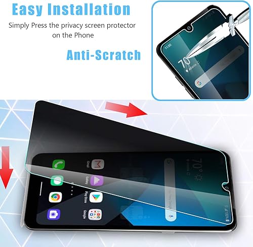 Miniatura 5 de Anbzsign - Protector de pantalla de privacidad para LG Harmony 4, vidrio templado de dureza 9H antiespía (2 unidades)