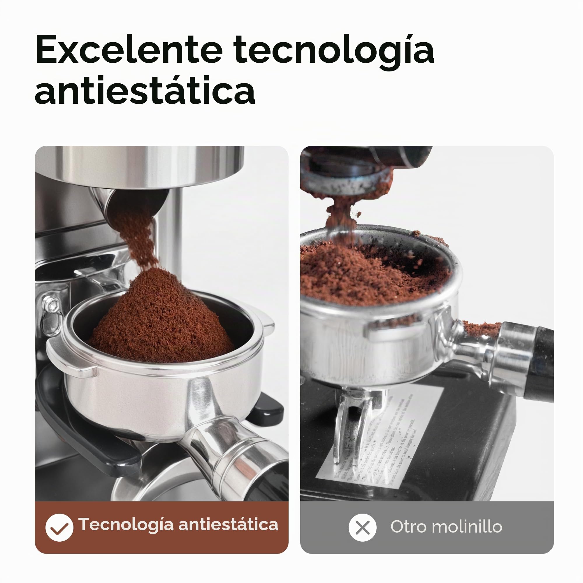HIBREW G7 Molinillo de Espresso con fresado cónico, vaso dosificador magnético, carcasa metálica, 48 niveles de molienda - para Espresso, Moka Pots y café de goteo