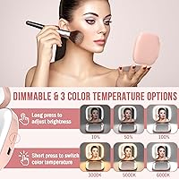 Vista 2 de MY BEAUTY LIGHT Espejo compacto brillante con luz de aumento recargable duradera 1X/3X, espejo de maquillaje de viaje de 3000K-6000K con luces