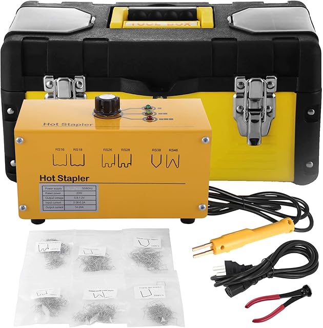 VEVOR Hot Plastic Stapler 1ph 110V Hot Stapler Plastic Repair Kit, 20W Stapler Plastic Repair Welder 3 Heat Settings Hot Stapler Gun Kit with 600 PCs (6 Types) Staples and Snips for Plastic Repair
