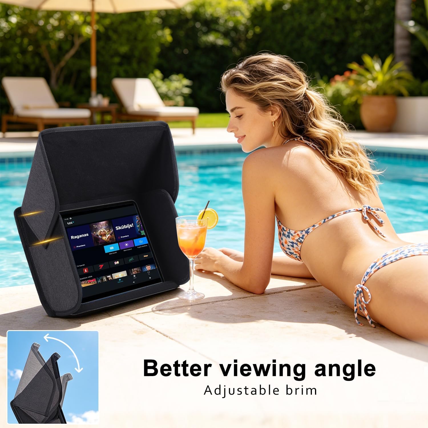 iPad Sun Shade Tablet Sleeve Case Portable iPad Sun Glare Shield Protective Travel Tablet Shield Cover, Large (Less Than 16")