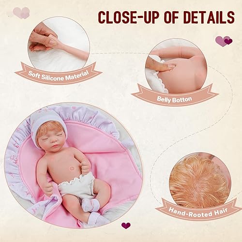 Miniatura 2 de BABESIDE Muñecas de bebé Reborn realistas Aurora de 12 pulgadas (peso 3.3 libras) de silicona de platino completo realistas, muñecas de bebé recién