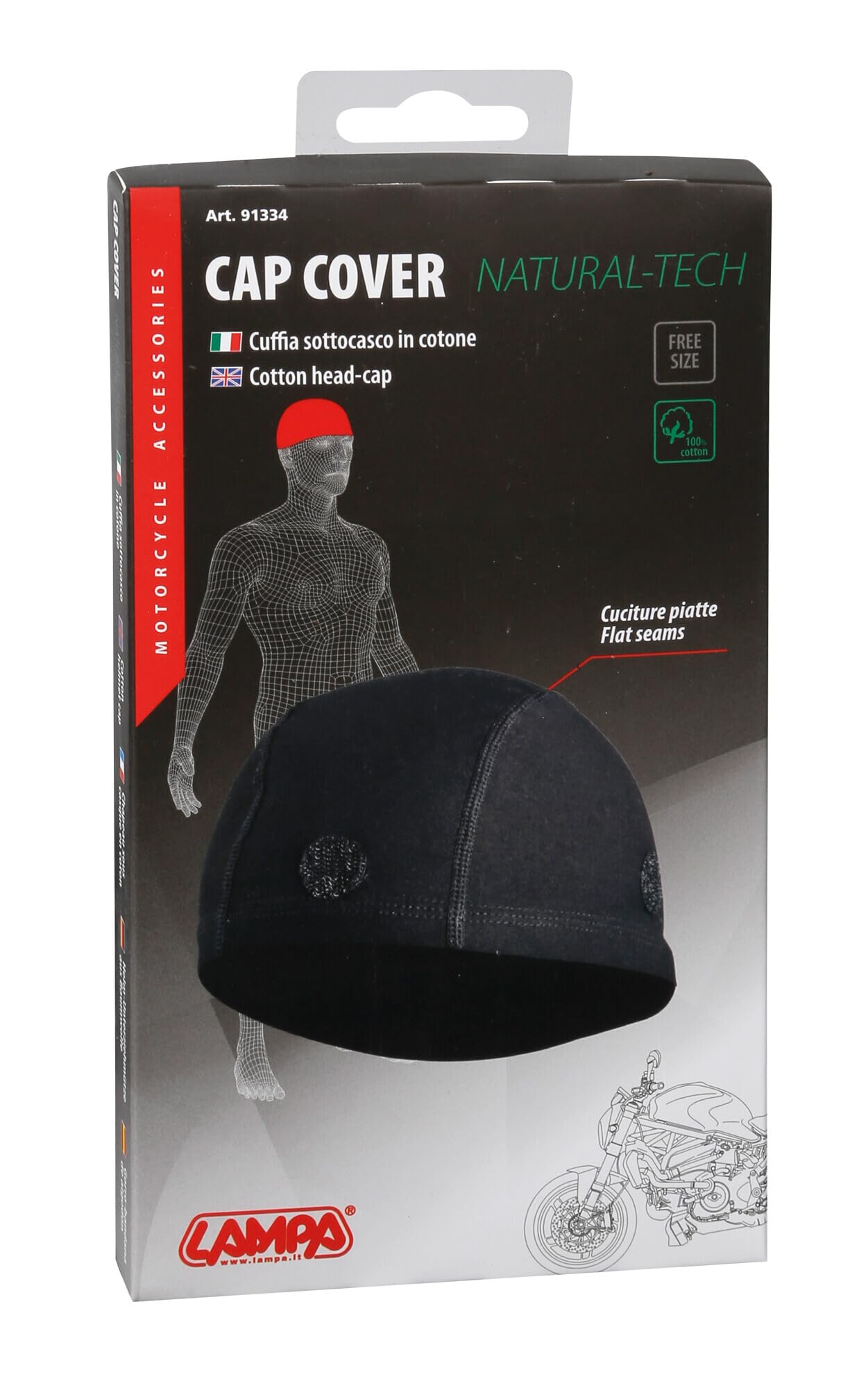 Lampa 91334 Head-cap, Cuffia sottocasco in Cotone - Nero